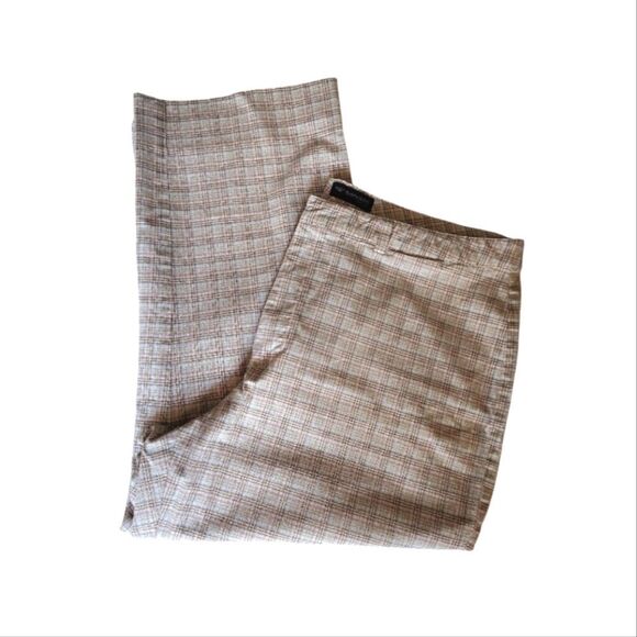 VTG Y2K Dockers Tan Pink Plaid High Rise Wide Leg Cropped Pants Size 14 - Picture 4 of 9
